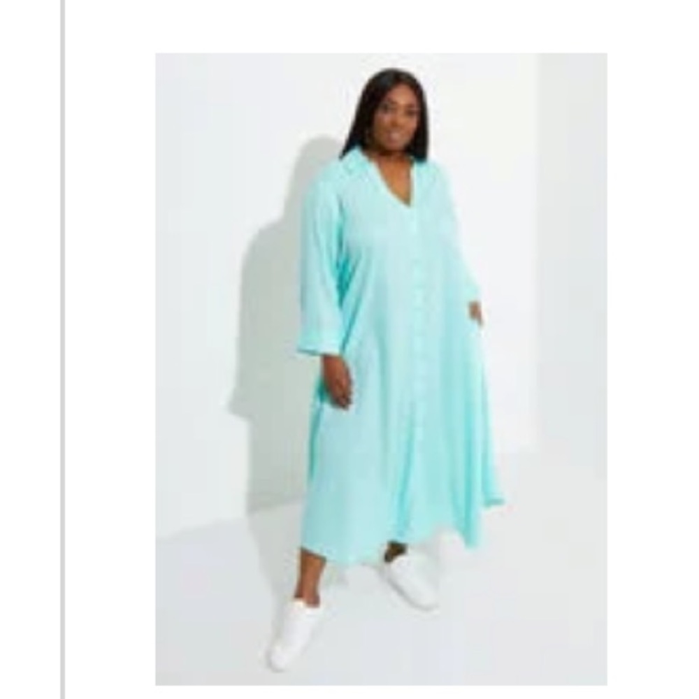 Ashley Stewart woven midi shirt dress